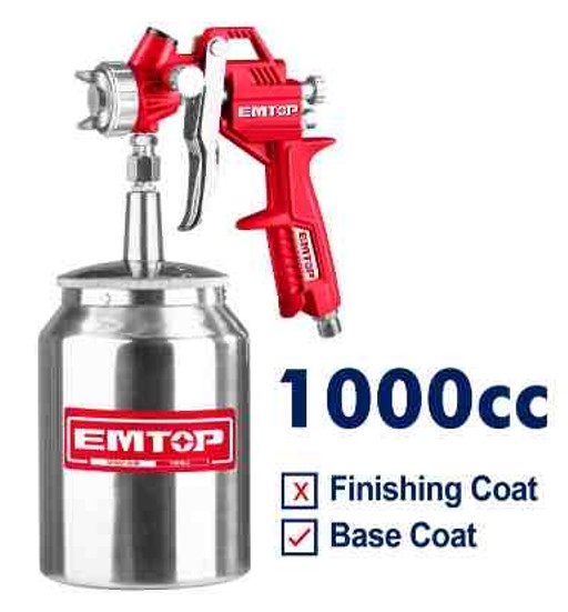 Professional 1000cc Air Spray Gun 1.5mm Nozzle 140-180mm Pattern 3-4bar 4.2-7.1cfm with Multiple Connectors Optional 1.2-1.8mm Nozzles